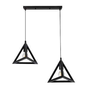 glo-00611-00611_0 GLOBOSTAR® TRIANGLE 00611 ΜΟΝΤΕΡΝΟ ΚΡΕΜΑΣΤΟ ΦΩΤΙΣΤΙΚΟ ΡΑΓΑ ΔΙΦΩΤΟ 2 X E27 IP20 ΜΑΥΡΟ ΜΕΤΑΛ