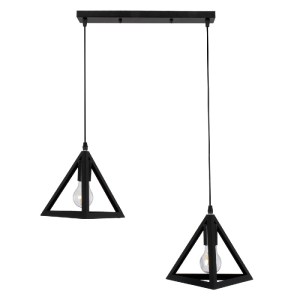 glo-00611-00611_2 GLOBOSTAR® TRIANGLE 00611 ΜΟΝΤΕΡΝΟ ΚΡΕΜΑΣΤΟ ΦΩΤΙΣΤΙΚΟ ΡΑΓΑ ΔΙΦΩΤΟ 2 X E27 IP20 ΜΑΥΡΟ ΜΕΤΑΛ