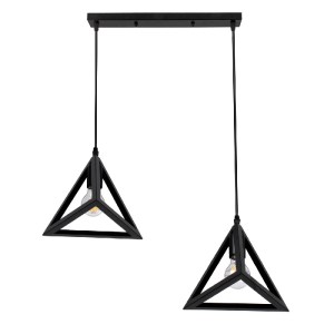 glo-00611-00611_4 GLOBOSTAR® TRIANGLE 00611 ΜΟΝΤΕΡΝΟ ΚΡΕΜΑΣΤΟ ΦΩΤΙΣΤΙΚΟ ΡΑΓΑ ΔΙΦΩΤΟ 2 X E27 IP20 ΜΑΥΡΟ ΜΕΤΑΛ