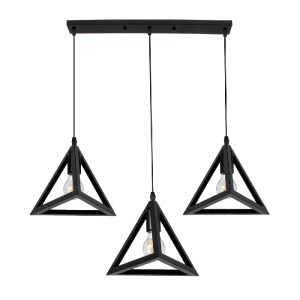 glo-00621-7393b4_00621_0 GLOBOSTAR® TRIANGLE 00621 ΜΟΝΤΕΡΝΟ ΚΡΕΜΑΣΤΟ ΦΩΤΙΣΤΙΚΟ ΡΑΓΑ ΤΡΙΦΩΤΟ 3 X E27 IP20 ΜΑΥΡΟ ΜΕΤΑ