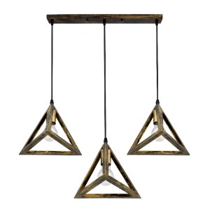 glo-00624-00624_4 GLOBOSTAR® TRIANGLE 00624 ΜΟΝΤΕΡΝΟ ΚΡΕΜΑΣΤΟ ΦΩΤΙΣΤΙΚΟ ΡΑΓΑ ΤΡΙΦΩΤΟ 3 X E27 IP20 ΜΠΡΟΥΤΖΙΝΟ