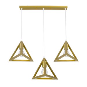 glo-00625-00625_0 GLOBOSTAR® TRIANGLE 00625 ΜΟΝΤΕΡΝΟ ΚΡΕΜΑΣΤΟ ΦΩΤΙΣΤΙΚΟ ΡΑΓΑ ΤΡΙΦΩΤΟ 3 X E27 IP20 ΧΡΥΣΟ ΜΕΤΑ