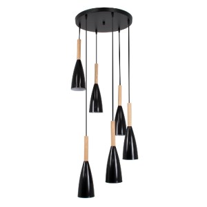 glo-00628-00628_0 GLOBOSTAR® DILLON 00628 ΜΟΝΤΕΡΝΟ ΚΡΕΜΑΣΤΟ ΦΩΤΙΣΤΙΚΟ ΚΑΜΠΑΝΑ ΠΟΛΥΦΩΤΟ 6 X E27 IP20 ΜΑΥΡΟ ΜΕ