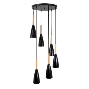 glo-00628-00628_2 GLOBOSTAR® DILLON 00628 ΜΟΝΤΕΡΝΟ ΚΡΕΜΑΣΤΟ ΦΩΤΙΣΤΙΚΟ ΚΑΜΠΑΝΑ ΠΟΛΥΦΩΤΟ 6 X E27 IP20 ΜΑΥΡΟ ΜΕ