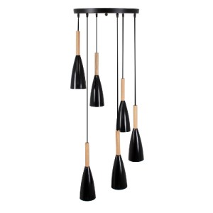 glo-00628-00628_3 GLOBOSTAR® DILLON 00628 ΜΟΝΤΕΡΝΟ ΚΡΕΜΑΣΤΟ ΦΩΤΙΣΤΙΚΟ ΚΑΜΠΑΝΑ ΠΟΛΥΦΩΤΟ 6 X E27 IP20 ΜΑΥΡΟ ΜΕ