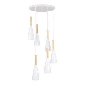 glo-00629-00629_2 GLOBOSTAR® DILLON 00629 ΜΟΝΤΕΡΝΟ ΚΡΕΜΑΣΤΟ ΦΩΤΙΣΤΙΚΟ ΚΑΜΠΑΝΑ ΠΟΛΥΦΩΤΟ 6 X E27 IP20 ΛΕΥΚΟ ΜΕ