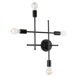 glo-00661-00661_3 GLOBOSTAR® PIPING 00661 VINTAGE ΕΠΙΤΟΙΧΙΟ ΦΩΤΙΣΤΙΚΟ ΠΟΛΥΦΩΤΟ 4 X E27 IP20 ΜΑΥΡΟ ΜΕΤΑΛΛΟ - 