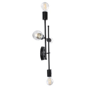 glo-00661-00661_4 GLOBOSTAR® PIPING 00661 VINTAGE ΕΠΙΤΟΙΧΙΟ ΦΩΤΙΣΤΙΚΟ ΠΟΛΥΦΩΤΟ 4 X E27 IP20 ΜΑΥΡΟ ΜΕΤΑΛΛΟ - 