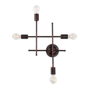glo-00662-00662_0 GLOBOSTAR® PIPING 00662 VINTAGE ΕΠΙΤΟΙΧΙΟ ΦΩΤΙΣΤΙΚΟ ΠΟΛΥΦΩΤΟ 4 X E27 IP20 ΧΑΛΚΙΝΟ ΜΕΤΑΛΛΟ 