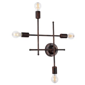 glo-00662-00662_3 GLOBOSTAR® PIPING 00662 VINTAGE ΕΠΙΤΟΙΧΙΟ ΦΩΤΙΣΤΙΚΟ ΠΟΛΥΦΩΤΟ 4 X E27 IP20 ΧΑΛΚΙΝΟ ΜΕΤΑΛΛΟ 