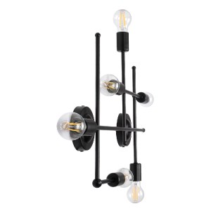 glo-00664-00664_4 GLOBOSTAR® PIPING 00664 VINTAGE ΕΠΙΤΟΙΧΙΟ ΦΩΤΙΣΤΙΚΟ ΠΟΛΥΦΩΤΟ 6 X E27 IP20 ΜΑΥΡΟ ΜΕΤΑΛΛΟ - 