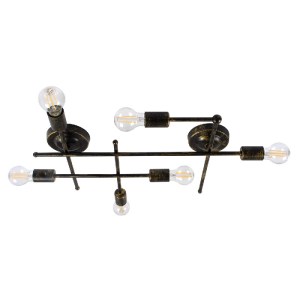 glo-00666-1-d92fb6_00666_0 GLOBOSTAR® PIPING 00666-1 VINTAGE ΦΩΤΙΣΤΙΚΟ ΟΡΟΦΗΣ ΠΛΕΓΜΑ ΠΟΛΥΦΩΤΟ 6 X E27 IP20 ΜΠΡΟΥΤΖΙΝΟ