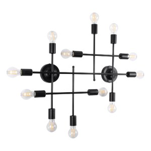 glo-00667-00667_3 GLOBOSTAR® PIPING 00667 VINTAGE ΕΠΙΤΟΙΧΙΟ ΦΩΤΙΣΤΙΚΟ ΠΟΛΥΦΩΤΟ 12 X E27 IP20 ΜΑΥΡΟ ΜΕΤΑΛΛΟ -