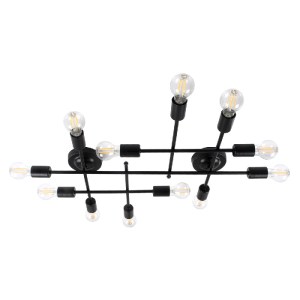 glo-00667-1-00667_0 GLOBOSTAR® PIPING 00667-1 VINTAGE ΦΩΤΙΣΤΙΚΟ ΟΡΟΦΗΣ ΠΛΕΓΜΑ ΠΟΛΥΦΩΤΟ 12 X E27 IP20 ΜΑΥΡΟ ΜΕΤ