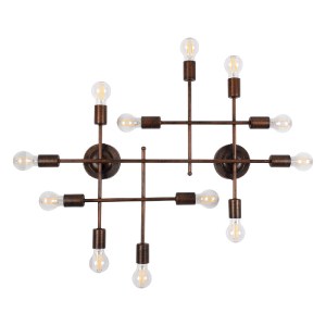 glo-00668-00668_0 GLOBOSTAR® PIPING 00668 VINTAGE ΕΠΙΤΟΙΧΙΟ ΦΩΤΙΣΤΙΚΟ ΠΟΛΥΦΩΤΟ 12 X E27 IP20 ΧΑΛΚΙΝΟ ΜΕΤΑΛΛΟ