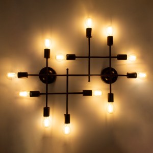 glo-00668-00668_2 GLOBOSTAR® PIPING 00668 VINTAGE ΕΠΙΤΟΙΧΙΟ ΦΩΤΙΣΤΙΚΟ ΠΟΛΥΦΩΤΟ 12 X E27 IP20 ΧΑΛΚΙΝΟ ΜΕΤΑΛΛΟ