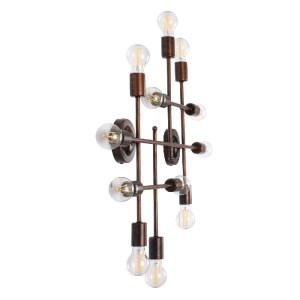 glo-00668-00668_4 GLOBOSTAR® PIPING 00668 VINTAGE ΕΠΙΤΟΙΧΙΟ ΦΩΤΙΣΤΙΚΟ ΠΟΛΥΦΩΤΟ 12 X E27 IP20 ΧΑΛΚΙΝΟ ΜΕΤΑΛΛΟ