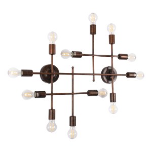 glo-00668-1-00668_3 GLOBOSTAR® PIPING 00668-1 VINTAGE ΦΩΤΙΣΤΙΚΟ ΟΡΟΦΗΣ ΠΛΕΓΜΑ ΠΟΛΥΦΩΤΟ 12 X E27 IP20 ΧΑΛΚΙΝΟ Μ