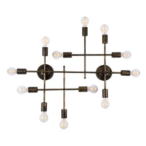 glo-00669-00669_0 GLOBOSTAR® PIPING 00669 VINTAGE ΕΠΙΤΟΙΧΙΟ ΦΩΤΙΣΤΙΚΟ ΠΟΛΥΦΩΤΟ 12 X E27 IP20 ΜΠΡΟΥΤΖΙΝΟ ΜΕΤΑ