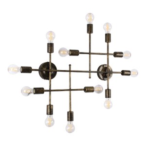 glo-00669-00669_3 GLOBOSTAR® PIPING 00669 VINTAGE ΕΠΙΤΟΙΧΙΟ ΦΩΤΙΣΤΙΚΟ ΠΟΛΥΦΩΤΟ 12 X E27 IP20 ΜΠΡΟΥΤΖΙΝΟ ΜΕΤΑ