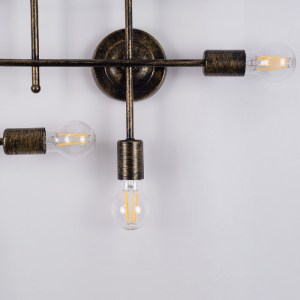 glo-00669-00669_5 GLOBOSTAR® PIPING 00669 VINTAGE ΕΠΙΤΟΙΧΙΟ ΦΩΤΙΣΤΙΚΟ ΠΟΛΥΦΩΤΟ 12 X E27 IP20 ΜΠΡΟΥΤΖΙΝΟ ΜΕΤΑ