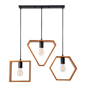 glo-00684-00684_2 GLOBOSTAR® ELISE 00684 ΜΟΝΤΕΡΝΟ ΚΡΕΜΑΣΤΟ ΦΩΤΙΣΤΙΚΟ ΡΑΓΑ ΤΡΙΦΩΤΟ 3 X E27 IP20 ΚΑΦΕ ΞΥΛΟ ΜΕ 
