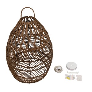 glo-00711-00711_8 GLOBOSTAR® TAHITI 00711 BOHO ΚΡΕΜΑΣΤΟ ΦΩΤΙΣΤΙΚΟ ΠΛΕΓΜΑ ΜΟΝΟΦΩΤΟ 1 X E27 IP20 ΚΑΦΕ ΞΥΛΟ - Μ