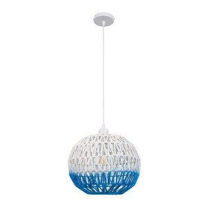 glo-00728-00728_3 GLOBOSTAR® SANTOR 00728 BOHO ΚΡΕΜΑΣΤΟ ΦΩΤΙΣΤΙΚΟ ΠΛΕΓΜΑ ΜΟΝΟΦΩΤΟ 1 X E27 IP20 ΛΕΥΚΟ & ΜΠΛΕ 