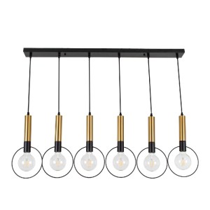 glo-00776-00776_0 GLOBOSTAR® OLVERO 00776 ΜΟΝΤΕΡΝΟ ΚΡΕΜΑΣΤΟ ΦΩΤΙΣΤΙΚΟ ΡΑΓΑ ΠΟΛΥΦΩΤΟ 6 X E27 IP20 ΜΑΥΡΟ & ΧΡΥ
