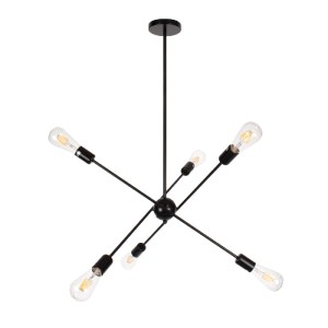 glo-00784-00784_0 GLOBOSTAR® ZANE 00784 ΜΟΝΤΕΡΝΟ ΦΩΤΙΣΤΙΚΟ ΟΡΟΦΗΣ ΠΛΕΓΜΑ ΠΟΛΥΦΩΤΟ 6 X E27 IP20 ΜΑΥΡΟ ΜΕΤΑΛΛΟ