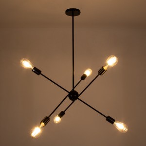glo-00784-00784_2 GLOBOSTAR® ZANE 00784 ΜΟΝΤΕΡΝΟ ΦΩΤΙΣΤΙΚΟ ΟΡΟΦΗΣ ΠΛΕΓΜΑ ΠΟΛΥΦΩΤΟ 6 X E27 IP20 ΜΑΥΡΟ ΜΕΤΑΛΛΟ