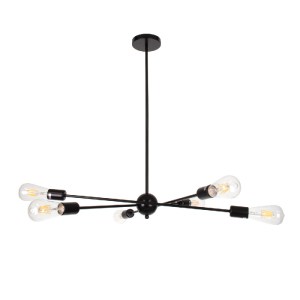 glo-00784-00784_4 GLOBOSTAR® ZANE 00784 ΜΟΝΤΕΡΝΟ ΦΩΤΙΣΤΙΚΟ ΟΡΟΦΗΣ ΠΛΕΓΜΑ ΠΟΛΥΦΩΤΟ 6 X E27 IP20 ΜΑΥΡΟ ΜΕΤΑΛΛΟ