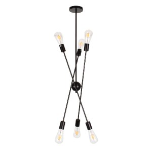 glo-00784-00784_5 GLOBOSTAR® ZANE 00784 ΜΟΝΤΕΡΝΟ ΦΩΤΙΣΤΙΚΟ ΟΡΟΦΗΣ ΠΛΕΓΜΑ ΠΟΛΥΦΩΤΟ 6 X E27 IP20 ΜΑΥΡΟ ΜΕΤΑΛΛΟ