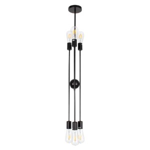 glo-00784-00784_6 GLOBOSTAR® ZANE 00784 ΜΟΝΤΕΡΝΟ ΦΩΤΙΣΤΙΚΟ ΟΡΟΦΗΣ ΠΛΕΓΜΑ ΠΟΛΥΦΩΤΟ 6 X E27 IP20 ΜΑΥΡΟ ΜΕΤΑΛΛΟ