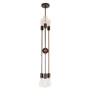 glo-00785-00785_6 GLOBOSTAR® ZANE 00785 ΜΟΝΤΕΡΝΟ ΦΩΤΙΣΤΙΚΟ ΟΡΟΦΗΣ ΠΛΕΓΜΑ ΠΟΛΥΦΩΤΟ 6 X E27 IP20 ΧΑΛΚΙΝΟ ΜΕΤΑΛ