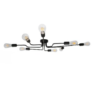 glo-00840-00840_4 GLOBOSTAR® LIBERTA 00840 ΜΟΝΤΕΡΝΟ ΦΩΤΙΣΤΙΚΟ ΟΡΟΦΗΣ ΠΛΕΓΜΑ ΠΟΛΥΦΩΤΟ 8 X E27 IP20 ΜΑΥΡΟ ΜΕΤΑ