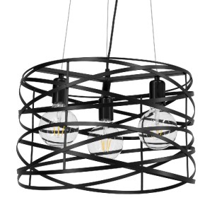 glo-00855-00855_0 GLOBOSTAR® TOKEN 00855 ΜΟΝΤΕΡΝΟ ΚΡΕΜΑΣΤΟ ΦΩΤΙΣΤΙΚΟ ΠΛΕΓΜΑ ΤΡΙΦΩΤΟ 3 X E27 IP20 ΜΑΥΡΟ ΜΕΤΑΛ