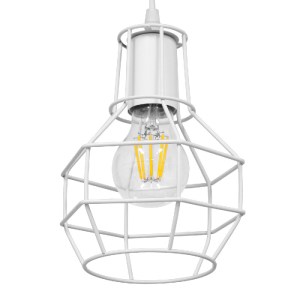 glo-00867-00867_5 GLOBOSTAR® CAGE 00867 VINTAGE ΚΡΕΜΑΣΤΟ ΦΩΤΙΣΤΙΚΟ ΠΛΕΓΜΑ ΜΟΝΟΦΩΤΟ 1 X E27 IP20 ΛΕΥΚΟ ΜΕΤΑΛΛ