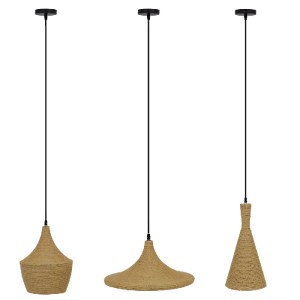 glo-00875-00875_2 GLOBOSTAR® SHANGHAI ROPE 00875 ΜΟΝΤΕΡΝΟ ΚΡΕΜΑΣΤΟ ΦΩΤΙΣΤΙΚΟ ΚΑΜΠΑΝΑ ΣΕΤ ΤΡΙΦΩΤΟ 3 X E27 IP2