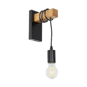 glo-00880-00880_0 GLOBOSTAR® KELA 00880 ΜΟΝΤΕΡΝΟ ΕΠΙΤΟΙΧΙΟ ΦΩΤΙΣΤΙΚΟ ΑΠΛΙΚΑ ΜΟΝΟΦΩΤΟ 1 X E27 IP20 ΜΑΥΡΟ ΜΕΤΑΛΛΟ ΜΕ ΜΠΕΖ ΞΥΛΟ - Μ8 X Π15 X Υ30CM