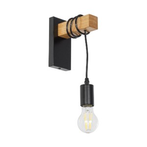 glo-00880-470623_00880_0 GLOBOSTAR® KELA 00880 ΜΟΝΤΕΡΝΟ ΕΠΙΤΟΙΧΙΟ ΦΩΤΙΣΤΙΚΟ ΑΠΛΙΚΑ ΜΟΝΟΦΩΤΟ 1 X E27 IP20 ΜΑΥΡΟ ΜΕΤΑΛΛΟ ΜΕ ΜΠΕΖ ΞΥΛΟ - Μ8 X Π15 X Υ30CM