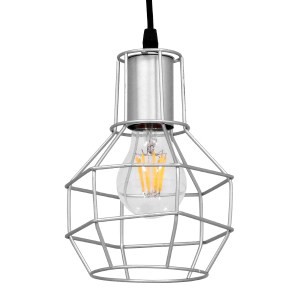 glo-00951-00951_0 GLOBOSTAR® CAGE 00951 VINTAGE ΚΡΕΜΑΣΤΟ ΦΩΤΙΣΤΙΚΟ ΠΛΕΓΜΑ ΜΟΝΟΦΩΤΟ 1 X E27 IP20 ΑΣΗΜΙ ΜΕΤΑΛΛ