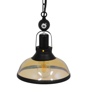 glo-00971-00971_5 GLOBOSTAR® BILLIARD 00971 VINTAGE ΚΡΕΜΑΣΤΟ ΦΩΤΙΣΤΙΚΟ ΚΑΜΠΑΝΑ ΜΟΝΟΦΩΤΟ 1 X E27 IP20 MΑΥΡΟ Μ