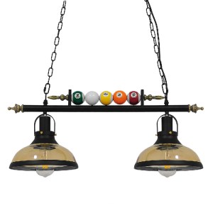 glo-00972-00972_00 GLOBOSTAR® BILLIARD 00972 VINTAGE ΚΡΕΜΑΣΤΟ ΦΩΤΙΣΤΙΚΟ ΚΑΜΠΑΝΑ ΔΙΦΩΤΟ 2 X E27 IP20 MΑΥΡΟ ΜΕΤ