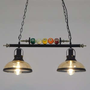 glo-00972-00972_2 GLOBOSTAR® BILLIARD 00972 VINTAGE ΚΡΕΜΑΣΤΟ ΦΩΤΙΣΤΙΚΟ ΚΑΜΠΑΝΑ ΔΙΦΩΤΟ 2 X E27 IP20 MΑΥΡΟ ΜΕΤ
