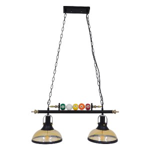 glo-00972-00972_3 GLOBOSTAR® BILLIARD 00972 VINTAGE ΚΡΕΜΑΣΤΟ ΦΩΤΙΣΤΙΚΟ ΚΑΜΠΑΝΑ ΔΙΦΩΤΟ 2 X E27 IP20 MΑΥΡΟ ΜΕΤ