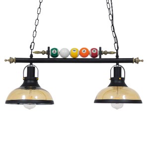 glo-00972-00972_4 GLOBOSTAR® BILLIARD 00972 VINTAGE ΚΡΕΜΑΣΤΟ ΦΩΤΙΣΤΙΚΟ ΚΑΜΠΑΝΑ ΔΙΦΩΤΟ 2 X E27 IP20 MΑΥΡΟ ΜΕΤ