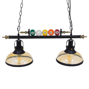 glo-00972-00972_5 GLOBOSTAR® BILLIARD 00972 VINTAGE ΚΡΕΜΑΣΤΟ ΦΩΤΙΣΤΙΚΟ ΚΑΜΠΑΝΑ ΔΙΦΩΤΟ 2 X E27 IP20 MΑΥΡΟ ΜΕΤ