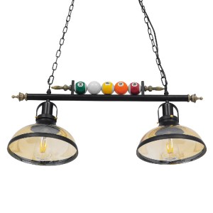 glo-00972-00972_6 GLOBOSTAR® BILLIARD 00972 VINTAGE ΚΡΕΜΑΣΤΟ ΦΩΤΙΣΤΙΚΟ ΚΑΜΠΑΝΑ ΔΙΦΩΤΟ 2 X E27 IP20 MΑΥΡΟ ΜΕΤ