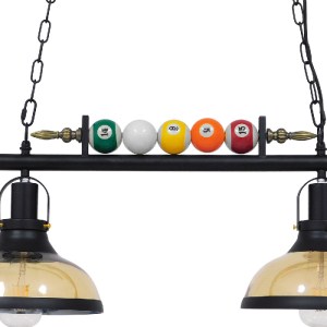 glo-00972-00972_7 GLOBOSTAR® BILLIARD 00972 VINTAGE ΚΡΕΜΑΣΤΟ ΦΩΤΙΣΤΙΚΟ ΚΑΜΠΑΝΑ ΔΙΦΩΤΟ 2 X E27 IP20 MΑΥΡΟ ΜΕΤ